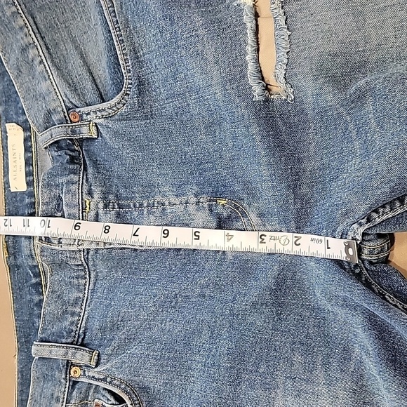 ALLSAINTS SIze 34 Waist "Rex" Denim Blue Jeans, Factory Distressed, Gently Used - Picture 9 of 15
